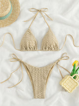 BEAUTIFUL I AM Textured Tied Two-Piece Bikini Swim Set