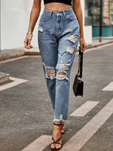 BEAUTIFUL I AM Distressed Raw Hem Jeans with Pockets