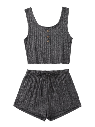 BEAUTIFUL I AM Scoop Neck Top and Lounge Shorts Set