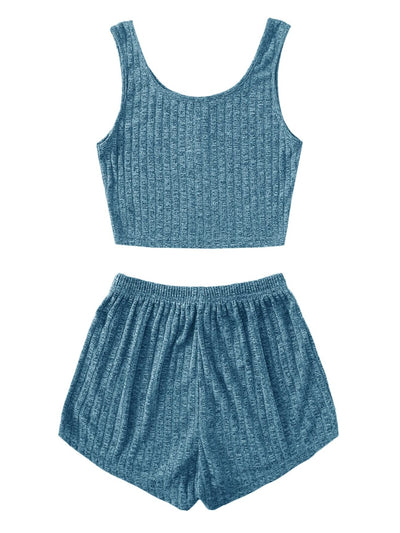 BEAUTIFUL I AM Scoop Neck Top and Lounge Shorts Set