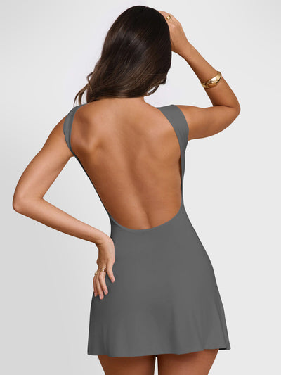 BEAUTIFUL I AM Backless Wide Strap Mini Dress