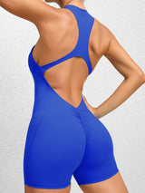 BEAUTIFUL I AM Cutout Ruched Half Zip Active Wear Romper