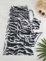 BEAUTIFUL I AM Printed Halter Neck Three-Piece Swim Set