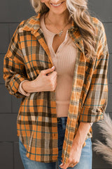 BEAUTIFUL I AM Plaid Collared Neck Long Sleeve Button-Up Shirt