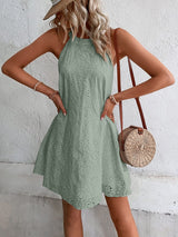 BEAUTIFUL I AM Eyelet Grecian Neck Mini Dress