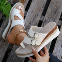 BEAUTIFUL I AM Double Buckle PU Leather Sandals Shoes