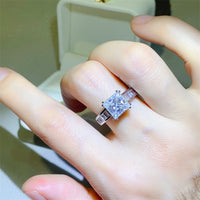 BEAUTIFUL I AM 3 Carat Moissanite Jewelry 925 Sterling Silver Square Shape Ring