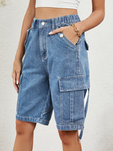 BEAUTIFUL I AM High Waist Denim Shorts with Pockets