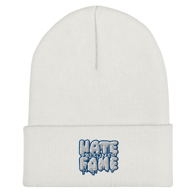 EG3BEATS HATE BECOMES FAME BLUE Cuffed Beanie Hat