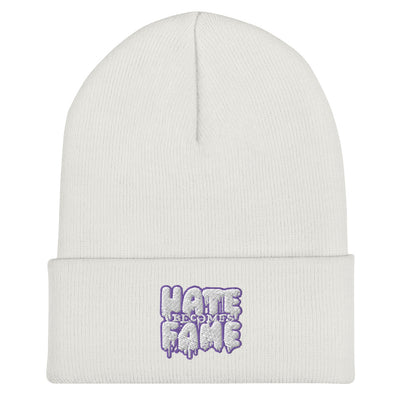 EG3BEATS HATE BECOMES FAME PURPLE Cuffed Beanie Hat