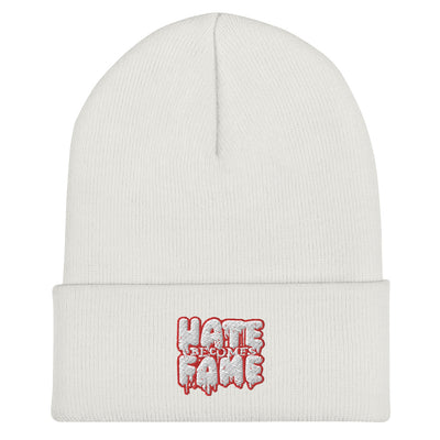 EG3BEATS HATE BECOMES FAME RED Cuffed Beanie Hat