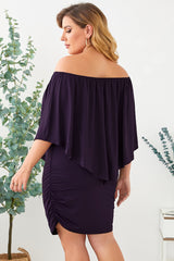 BEAUTIFUL I AM Full Size Off-Shoulder Half Sleeve Dress