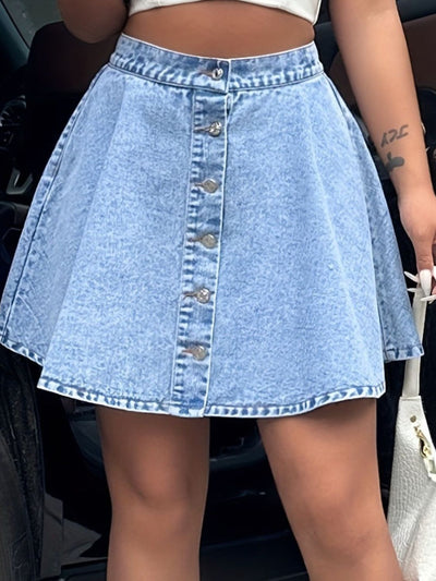 BEAUTIFUL I AM Buttoned Mini Denim Skirt Dress