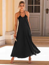 BEAUTIFUL I AM Pleated Halter Neck Sleeveless Dress