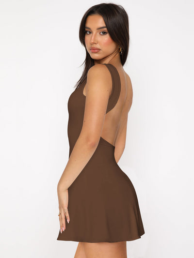 BEAUTIFUL I AM Backless Wide Strap Mini Dress