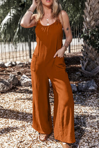 BEAUTIFUL I AM Scoop Neck Spaghetti Strap Pants Jumpsuit