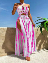 BEAUTIFUL I AM Printed Halter Neck Three-Piece Swim Set