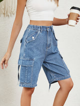 BEAUTIFUL I AM High Waist Denim Shorts with Pockets