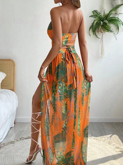 BEAUTIFUL I AM Printed Halter Neck Three-Piece Swim Set