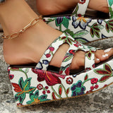 BEAUTIFUL I AM Cutout Floral Peep Toe Sandals Shoes