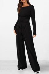 BEAUTIFUL I AM Round Neck Long Sleeve Top and Pants Set