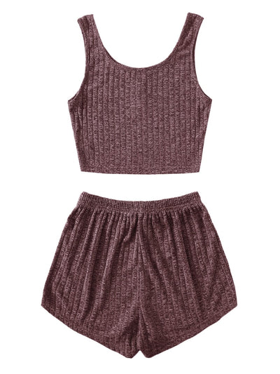 BEAUTIFUL I AM Scoop Neck Top and Lounge Shorts Set