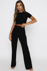 BEAUTIFUL I AM Round Neck Short Sleeve Top and Pants Set