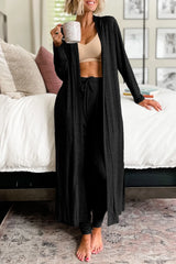 BEAUTIFUL I AM Open Front Long Sleeve Cardigan and Pants Lounge Set