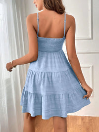 BEAUTIFUL I AM Tiered Smocked Square Neck Cami Dress