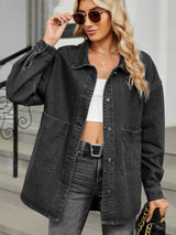 BEAUTIFUL I AM Removable Hood Button Up Long Sleeve Denim Jacket