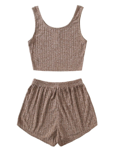 BEAUTIFUL I AM Scoop Neck Top and Lounge Shorts Set