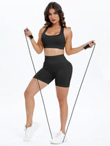 BEAUTIFUL I AM Scoop Neck Wide Strap Top and Shorts Active Wear Set