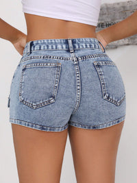 BEAUTIFUL I AM Mid-Rise Waist Denim Shorts with Pockets