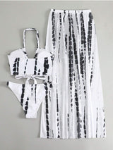 BEAUTIFUL I AM Printed Halter Neck Three-Piece Swim Set