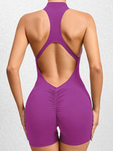 BEAUTIFUL I AM Cutout Ruched Half Zip Active Wear Romper