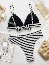 BEAUTIFUL I AM Striped V-Neck Two-Piece Swim Set