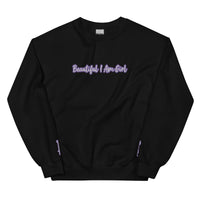 BEAUTIFUL I AM GIRL WHITE PURPLE Unisex Sweatshirt