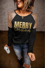 BEAUTIFUL I AM MERRY CHRISTMAS Graphic Sequin T-Shirt