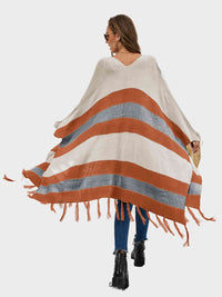 BEAUTIFUL I AM Striped Open Front Fringe Cardigan