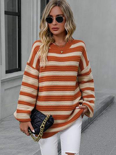 BEAUTIFUL I AM Striped Dropped Shoulder Sweater