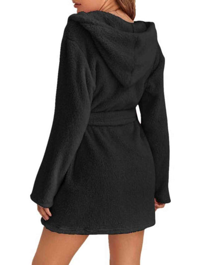 BEAUTIFUL I AM Tie Waist Hooded Robe