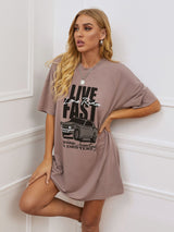 BEAUTIFUL I AM Printed Round Neck Half Sleeve T-Shirt Dress