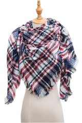 BEAUTIFUL I AM Plaid Raw Hem Polyester Scarf