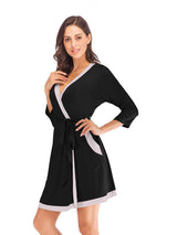 BEAUTIFUL I AM Tie Waist Surplice Neck Robe with Pockets