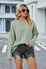 BEAUTIFUL I AM Round Neck Dropped Shoulder Sweater