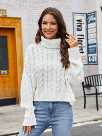 BEAUTIFUL I AM Turtle Neck Cable-Knit Sweater