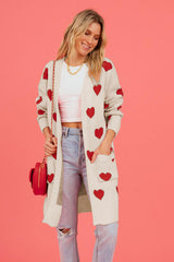 BEAUTIFUL I AM Heart Graphic Open Front Cardigan with Pockets