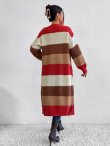 BEAUTIFUL I AM Color Block Open Front Longline Cardigan