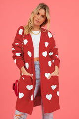 BEAUTIFUL I AM Heart Graphic Open Front Cardigan with Pockets