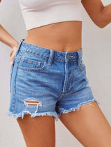 BEAUTIFUL I AM Distressed Raw Hem Denim Shorts